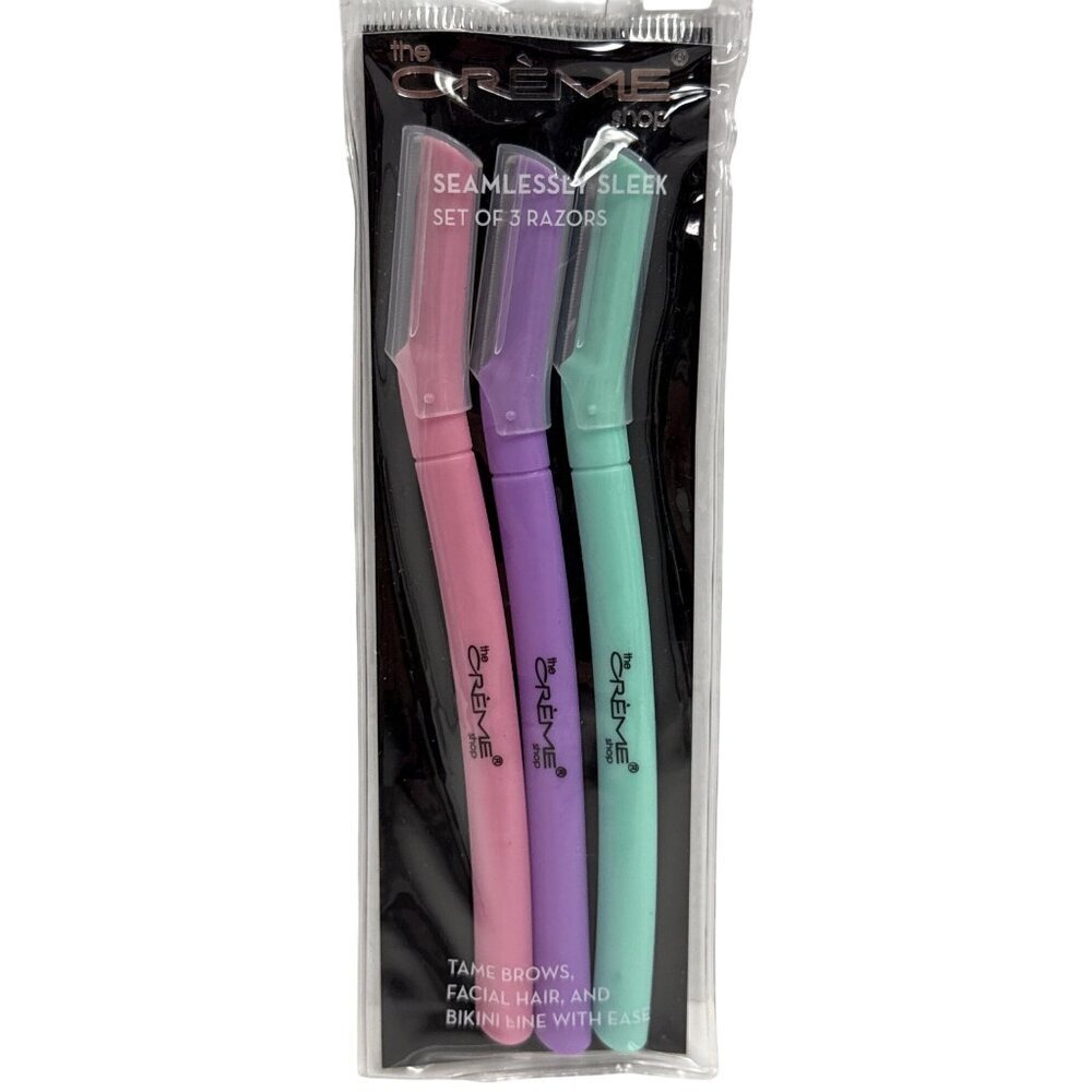 The Crem Shop Seamlessly Sleek Dermaplaning Razors Set of Three Eyebrows Face